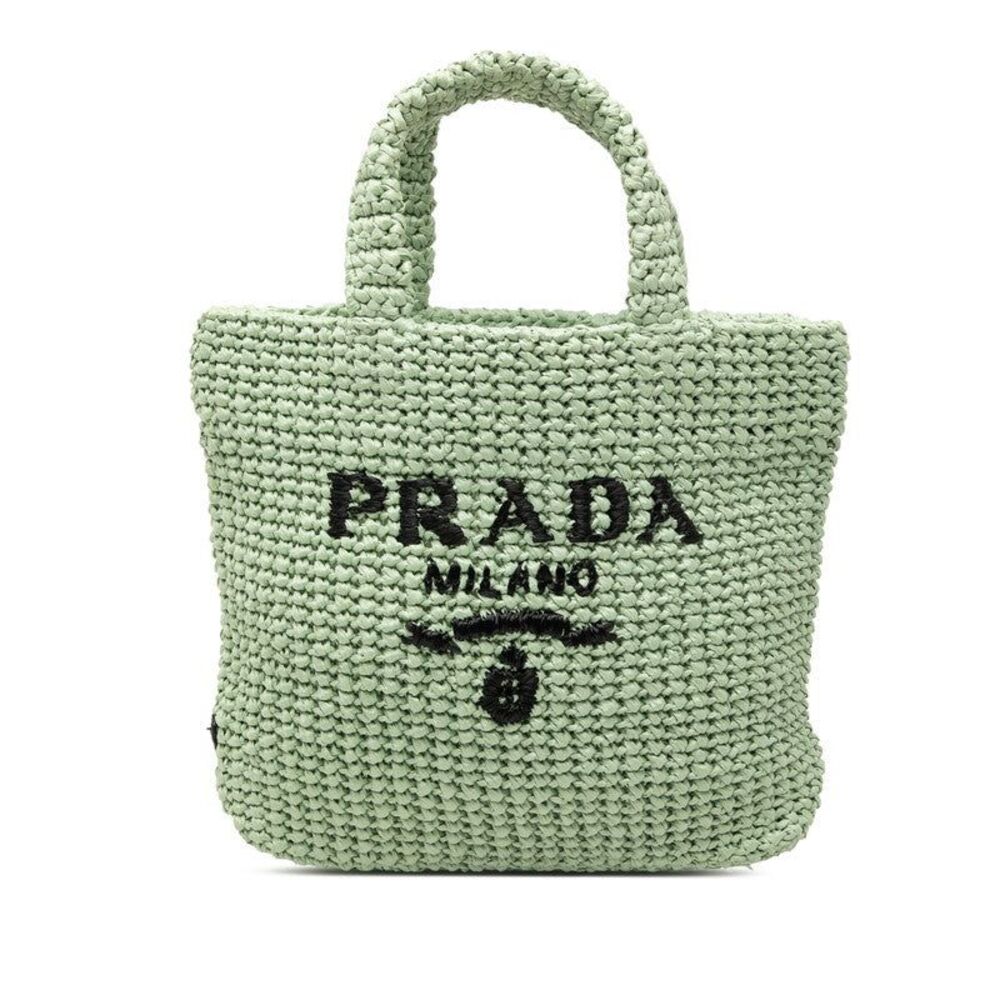 Prada Small Crochet Triangle Logo Tote